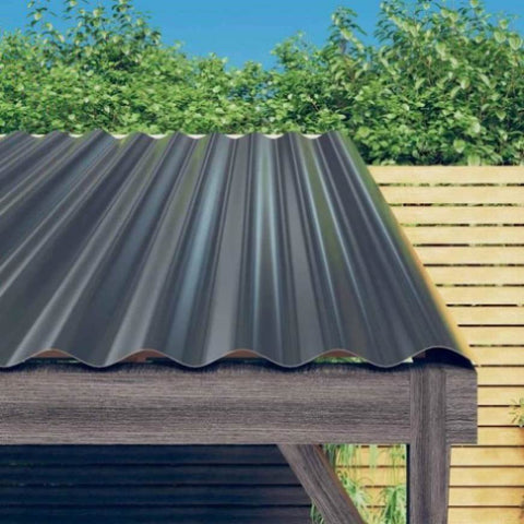 ZNTS Roof Panels 12 pcs Powder-coated Steel Anthracite 60x36 cm 319126