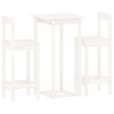 3 Piece Bar Set White Solid Wood Pine 3124733