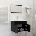 ZNTS 2 Piece Bathroom Furniture Set Black Engineered Wood 804783