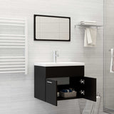 ZNTS 2 Piece Bathroom Furniture Set Black Engineered Wood 804783