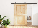 Sliding Door Natural and Black 90 x 210 cm Solid Pine Wood 3444978