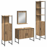 Bathroom Furniture Set with Door 4 pcs Brown 33 x 33 x 185.5 cm 3334403