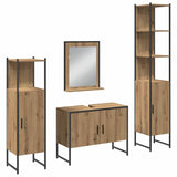 Bathroom Furniture Set with Door 4 pcs Brown 33 x 33 x 185.5 cm 3334403