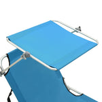 ZNTS Folding Sun Lounger with Canopy Blue Aluminium 310362