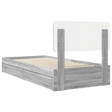 Storage Bed with Drawer Grey Sonoma 90 x 200 cm Engineered Wood 3412316