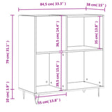 Record Cabinet White 84.5x38x89 cm Engineered Wood 831772