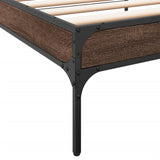 ZNTS Bed Frame Brown Oak 100x200 cm Engineered Wood and Metal 845030