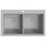 Overmount Kitchen Sink Double Basin Granite Grey 141676