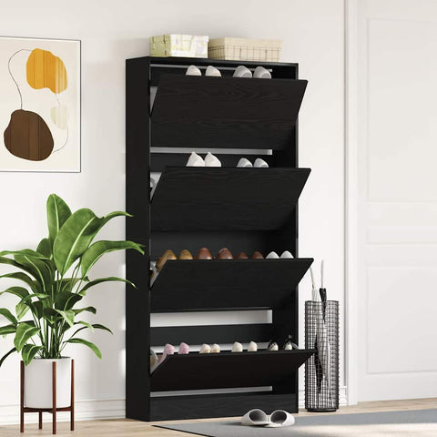 Shoe Cabinet Black oak 80 x 21 x 163.5 cm Engineered wood 3334027