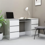 ZNTS Writing Desk High Gloss White 140x50x77 cm Engineered Wood 800816