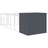 Dog House with Run Anthracite 214x661x181 cm Galvanised Steel 3189121