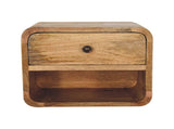 Solid Wood Mini Floating Open Bedside, 1 Drawer and 1 Open Slot, Oak-ish, Brown B2743P402955