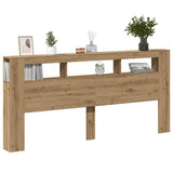 LED Headboard Artisan Oak 220x18.5x103.5 cm Engineered Wood 857695