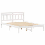 Bed Frame White 140 x 190 cm Solid Pine Wood 872381