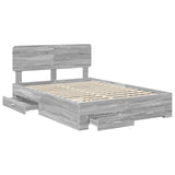Bed Frame with Drawer Grey Sonoma 160 x 200 cm Engineered Wood 3412353