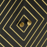 Sideboard with 2 Doors Black&Gold 55x30x75 cm Solid Wood Mango 352042