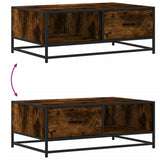 Coffee Table Smoked Oak 90x57x35 cm Engineered Wood and Metal 848756