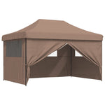 Foldable Party Tent Pop-Up with 4 Sidewalls Brown 4004980