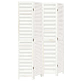 Room Divider 4 Panels White Solid Wood Paulownia 358835