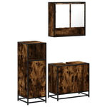 ZNTS 3 Piece Bathroom Furniture Set Smoked Oak Engineered Wood 3300977