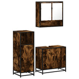 ZNTS 3 Piece Bathroom Furniture Set Smoked Oak Engineered Wood 3300977