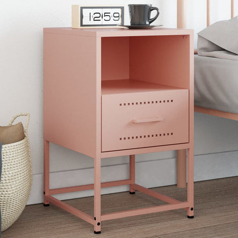 ZNTS Bedside Cabinet Pink 36x39x60.5 cm Steel 846556