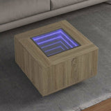 Coffee Table with LED Sonoma Oak 60x60x40 cm Engineered Wood 847569
