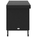 Garden Storage Box with Wheels Black 110x55x73 cm Poly Rattan 4103826