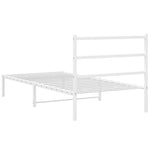 Metal Bed Frame without Mattress with Headboard White 107x203cm 355410