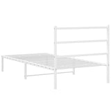 Metal Bed Frame without Mattress with Headboard White 107x203cm 355410