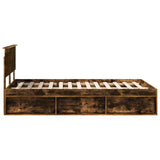 Bed Frame Smoked Oak 120 x 190 cm Solid Pine Wood 3410631