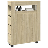 Narrow Bathroom Cabinet with Wheels Sonoma Oak Engineered Wood 855270
