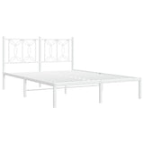 Metal Bed Frame without Mattress with Headboard White 140x200cm 376178