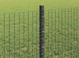 Welded Wire Fence with Post 25 x 0.6 m PVC-Coated Steel Grey 3336591
