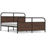Metal Bed Frame without Mattress Brown Oak 150x200 cm King Size 3318663