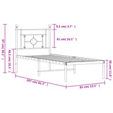 Metal Bed Frame without Mattress with Headboard Black 80x200cm 374330