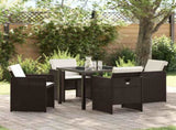 Garden Dining Set 5 pcs Brown Poly Rattan 3380601