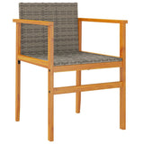Garden Chairs 2 pcs Grey Poly Rattan&Solid Wood 368709