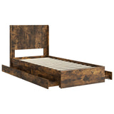 Bed Frame with Storage and Headboard Smoked Oak 100 x 200 cm 3414053