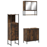 3 Piece Bathroom Furniture Set Smoked Oak Engineered Wood 3214702