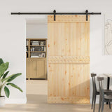 Sliding Door with Hardware Set 100x210 cm Solid Wood Pine 3332663