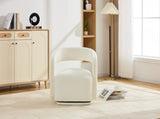 065 Chenille Fabric Accent Chair Armchair With Fabric Covered Wooden 360&deg Swivel Base, White W1397P388512