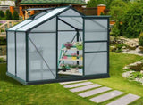 6 x 4ft Polycarbonate Greenhouse, Large Walk-In Green House with Slide Door and Window, Garden T3398P313607
