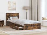 Bed Frame Smoked Oak and Silver 75 x 190 cm Engineered Wood 3410962