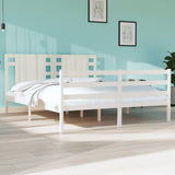 Bed Frame without Mattress White 150x200 cm King Size Solid Wood Pine 3104289
