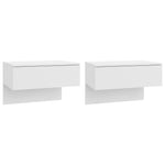 ZNTS Wall-mounted Bedside Cabinets 2 pcs High Gloss White 810948