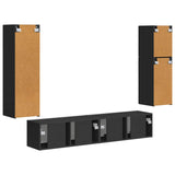 TV Cabinet Set Wall-mounted 4 pcs Black Engineered Wood 3409034
