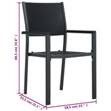 Garden Chair Set of 2 Black Plastic and steel Standard 47889