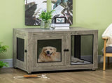 2-in-1 Dog Cage & Side Table, with Two Doors, Cushion, for Large Dogs T3398P425262