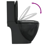 WC Ceramic Toilet Bathroom Round Toilet Bottom Water Flow Black 3059889
